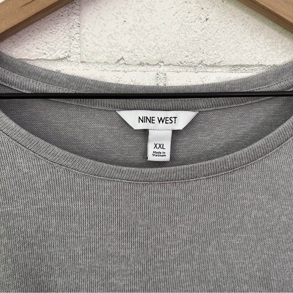 NINE WEST Gray Fox Side Ruched Drop Shoulder Sweater - Picture 4 of 11
